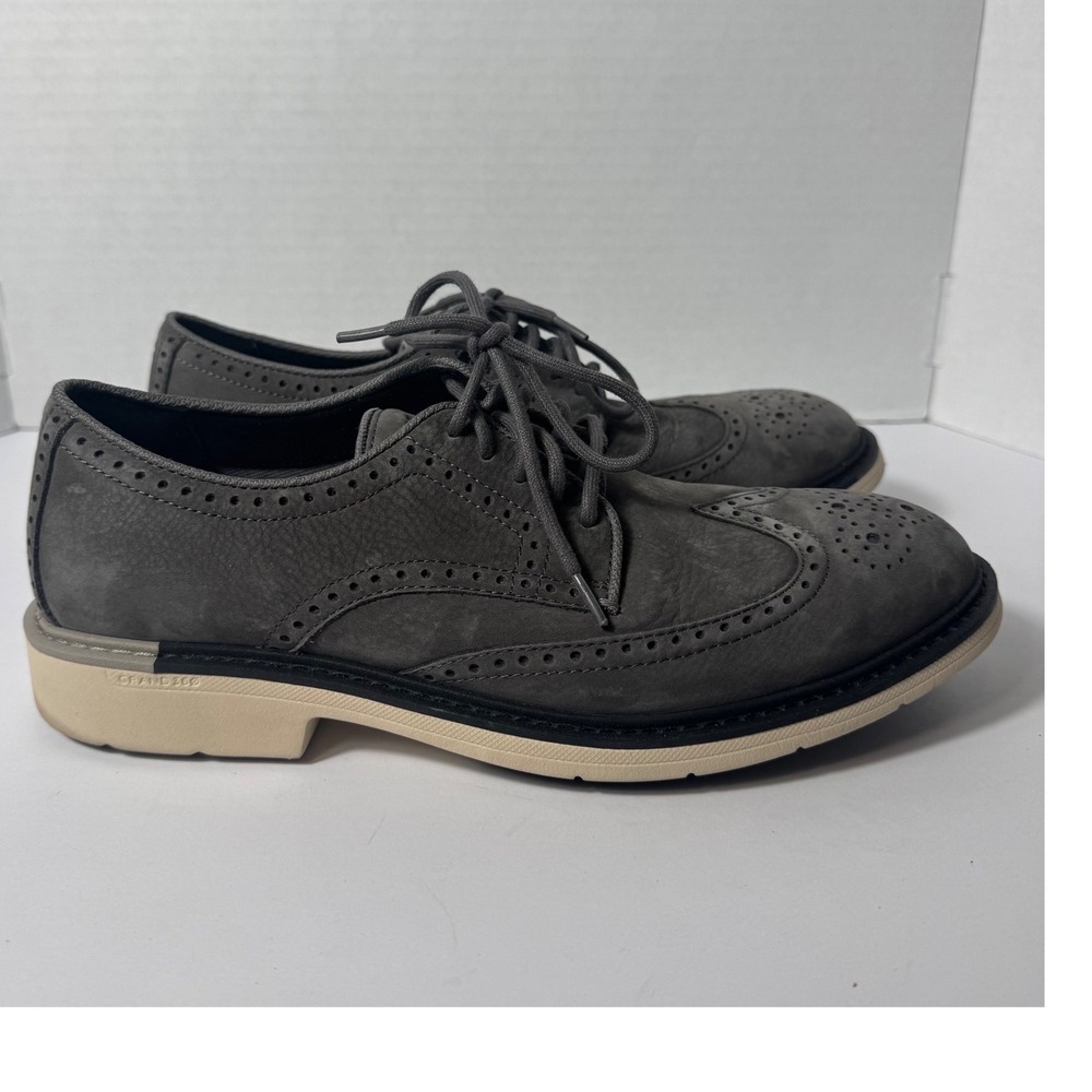 Cole Haan Grand 360 Mens‎ Grey Nubuck Leather Wingtip Oxford Shoes Size 8M
